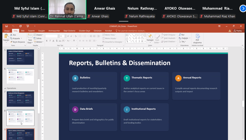 Presentation of research activities during the orientation